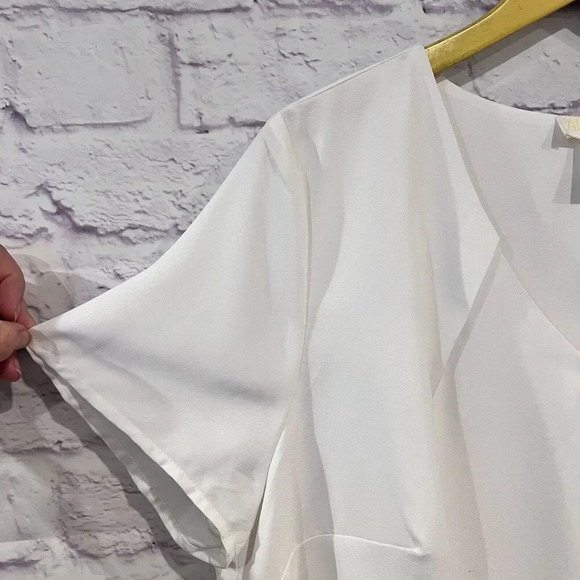 Alessa W Collection Layered V Neck‎ Short Sleeve Blouse Size 14 Business Casual - Picture 4 of 10